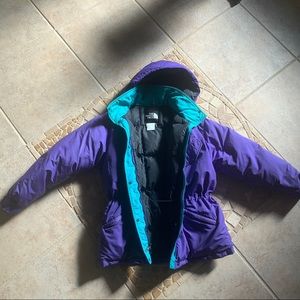 Teal and Purple Vintage North Face Puffer Coat